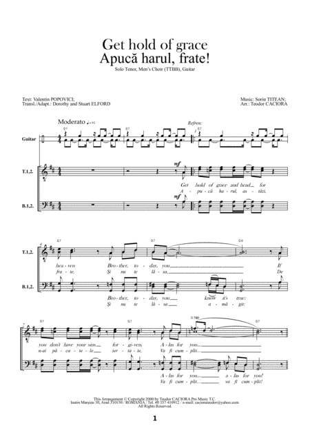 A Gospel Music With A Simple Message Of Encouragement And Christian Life Teodor Caciora Sheet Music