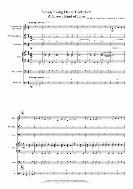 A Groovy Kind Of Love 3 Horn Jazz Combo Instrumental Version Sheet Music