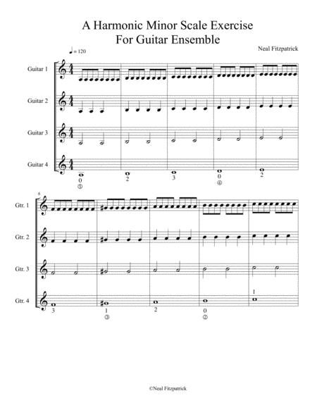 A Harmonic Minor Scale For Guitar Ensemble Sheet Music