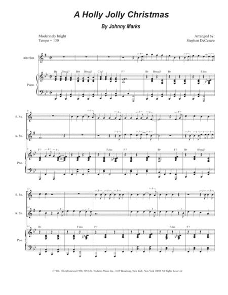 Free Sheet Music A Holly Jolly Christmas Duet For Soprano And Alto Saxophone