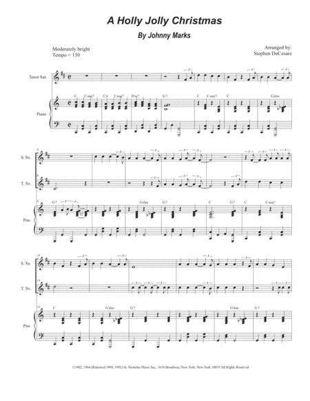 A Holly Jolly Christmas Duet For Soprano And Tenor Saxophone Sheet Music