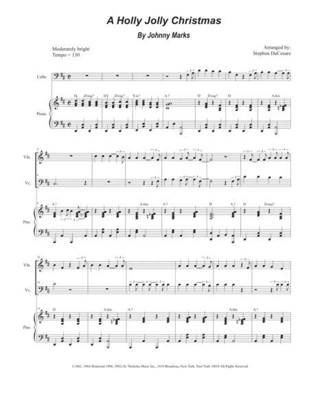 Free Sheet Music A Holly Jolly Christmas Duet For Violin And Cello