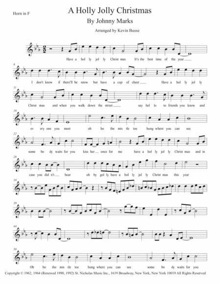 A Holly Jolly Christmas Original Key Horn In F Sheet Music