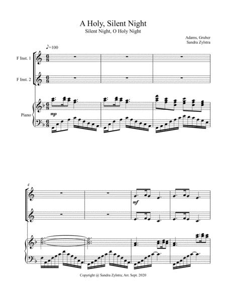 A Holy Silent Night Treble F Instrument Duet Sheet Music