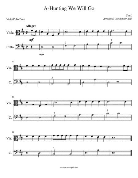 A Hunting We Will Go Easy Viola Cello Duet Sheet Music