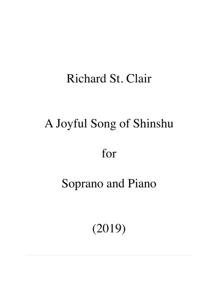 A Joyful Song Of Shinshu A Pure Land Buddhist Devotional Song For Soprano And Piano 2019 Sheet Music