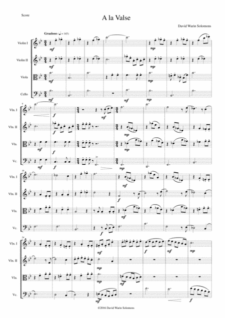 A La Valse For String Quartet Sheet Music