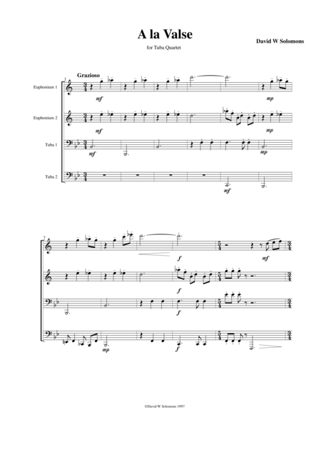 Free Sheet Music A La Valse For Tuba Quartet