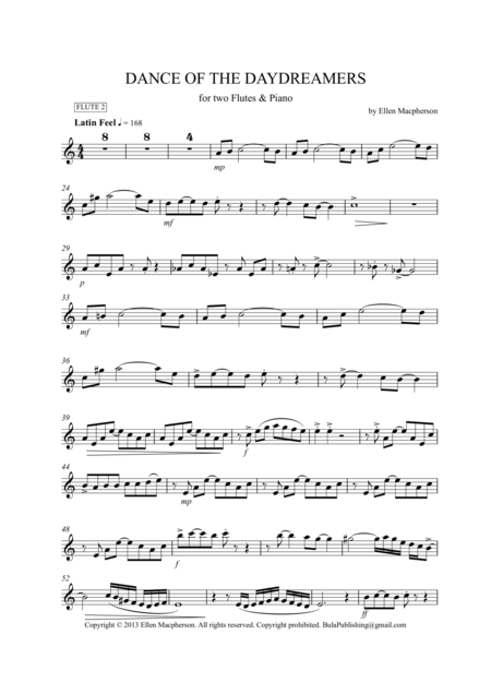 Free Sheet Music A Latin Flute Duet Dance Of The Daydreamers