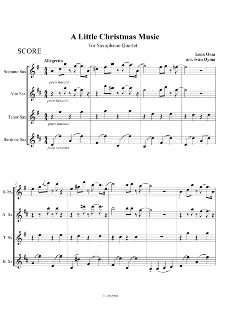 A Little Christmas Music For Saxophone Quartet Sheet Music