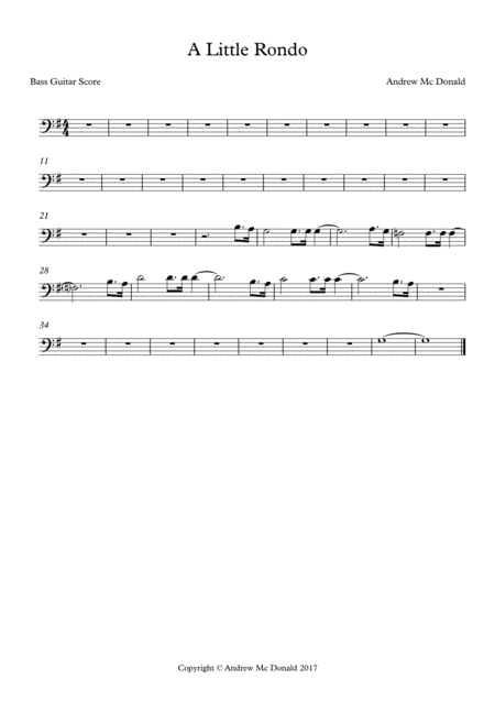 A Little Rondo Bass Guitar Score Sheet Music