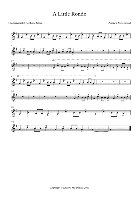 A Little Rondo Glockenspiel Xylophone Score Sheet Music