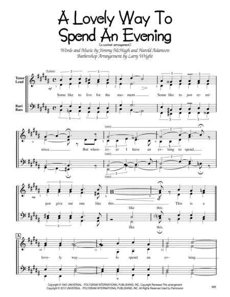 A Lovely Way To Spend An Evening Women Sheet Music