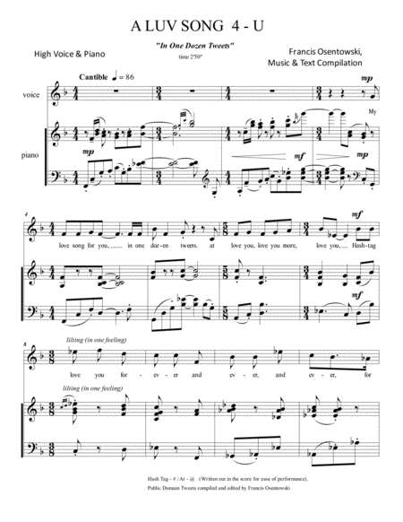 Free Sheet Music A Luv Song 4 U In One Dozen Tweets