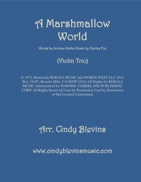 Free Sheet Music A Marshmallow World Arranged For Violin Trio