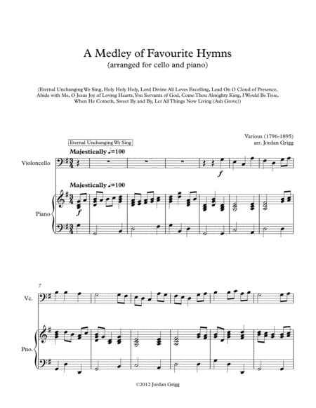 A Medley Of Favourite Hymns Cello And Piano Sheet Music