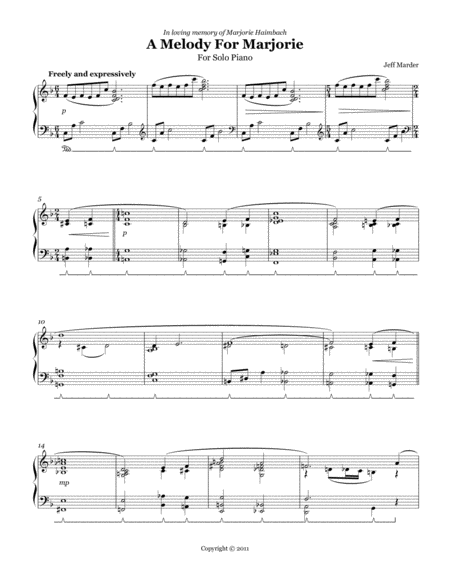 A Melodie For Marjorie Sheet Music