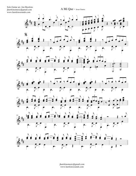 A Mi Que Jazz Guitar Chord Arrangement Sheet Music