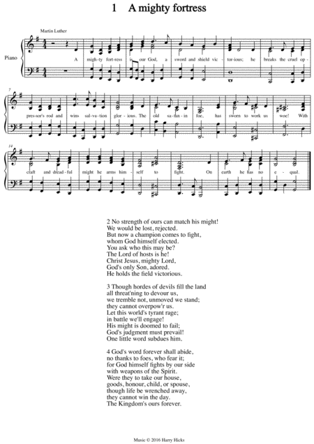 Free Sheet Music A Mighty Fortress A New Tune To A Wonderful Martin Luther Hymn