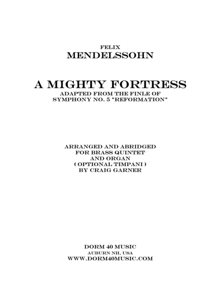 Free Sheet Music A Mighty Fortress Adapted From The Finale Of Symphony No 5 Reformation