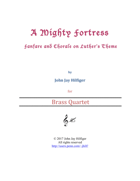 A Mighty Fortress Fanfare And Chorale On Luthers Theme Brass Quartet Sheet Music