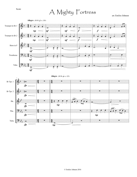 A Mighty Fortress For Brass Quintet Sheet Music