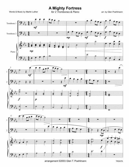 A Mighty Fortress Trombone Duet With Piano Accompaniment Sheet Music