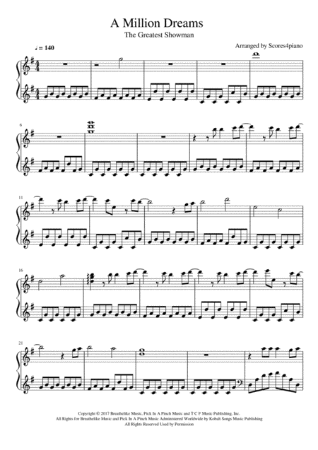 A Million Dreams Advanced Piano Cover The Greatest Showman Sheet Music