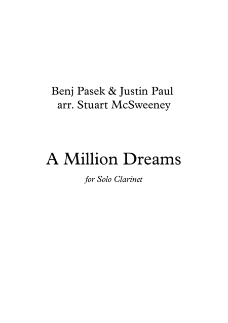 Free Sheet Music A Million Dreams Clarinet Solo