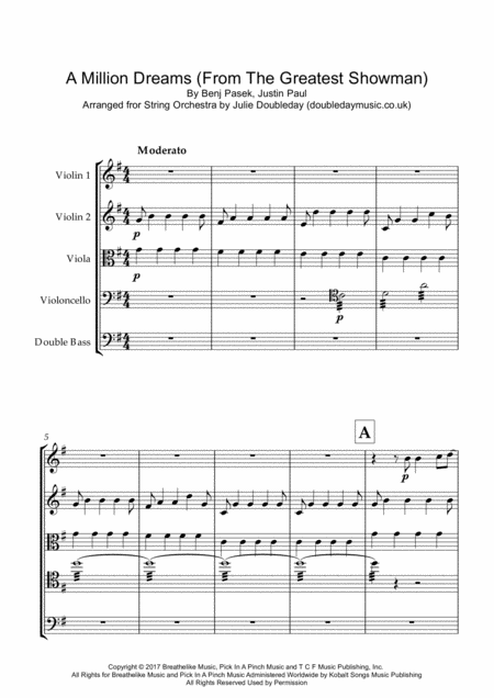 A Million Dreams For String Orchestra Score And Parts Sheet Music