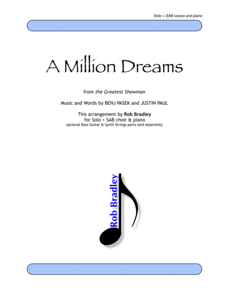 Free Sheet Music A Million Dreams From The Greatest Showman Sab