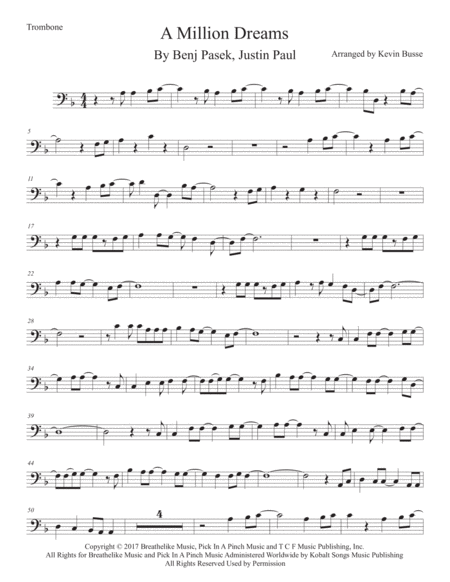 Free Sheet Music A Million Dreams Trombone