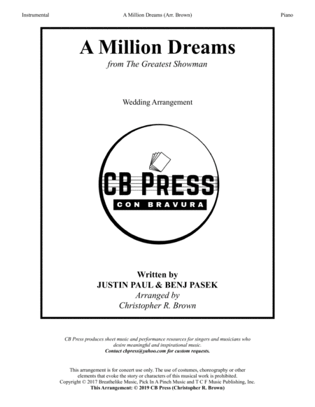 A Million Dreams Wedding Piano Sheet Music