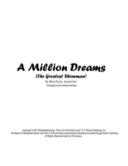 Free Sheet Music A Million Dreams