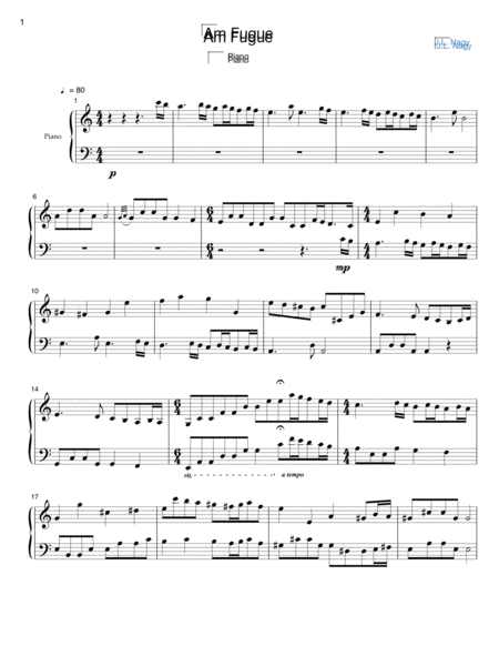 Free Sheet Music A Minor Fugue