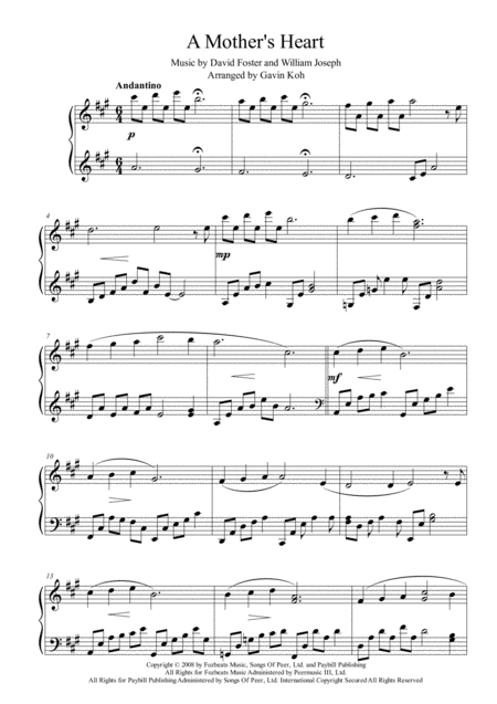 A Mothers Heart Sheet Music