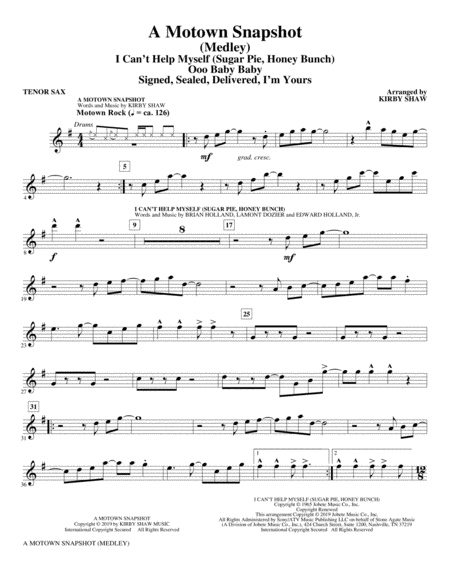 A Motown Snapshot Medley Bb Tenor Saxophone Sheet Music