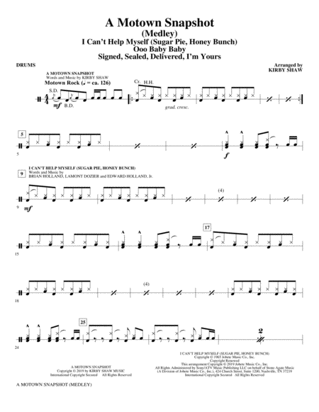 A Motown Snapshot Medley Drums Sheet Music