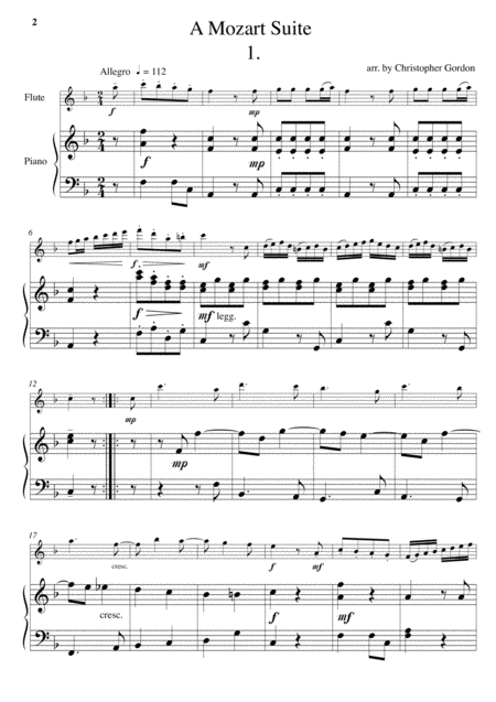 Free Sheet Music A Mozart Suite For Flute And Piano