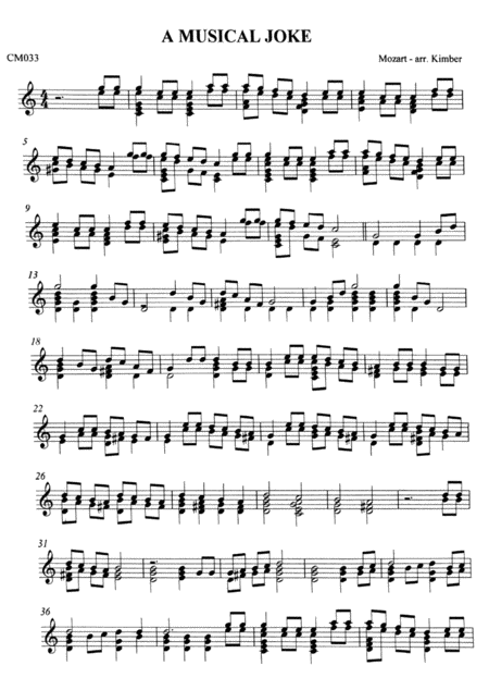 A Musical Joke Mozart Sheet Music