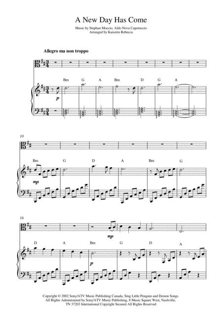 Free Sheet Music A New Day Has Come Viola Solo And Piano Accompaniment