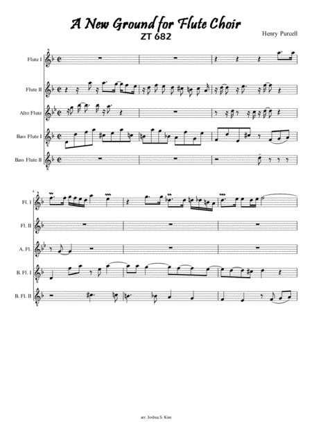 A New Ground Zt 682 For Flute Choir Sheet Music