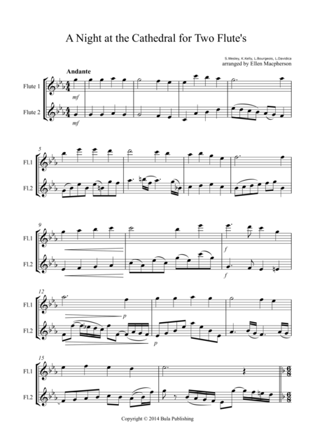 A Night At The Cathedral For Two Flute S Sheet Music