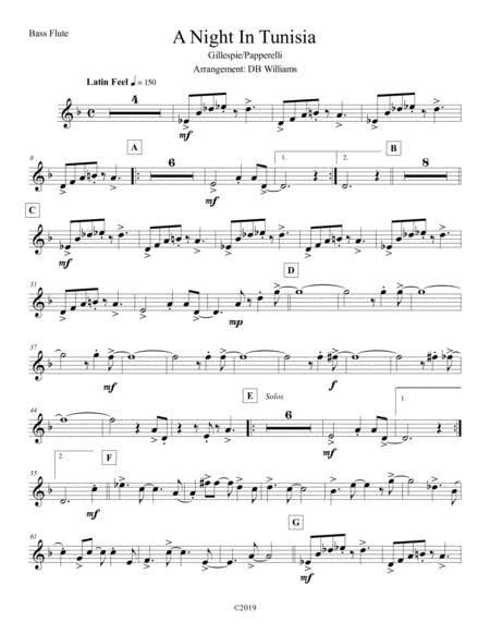 A Night In Tunisia Bass Flute Sheet Music