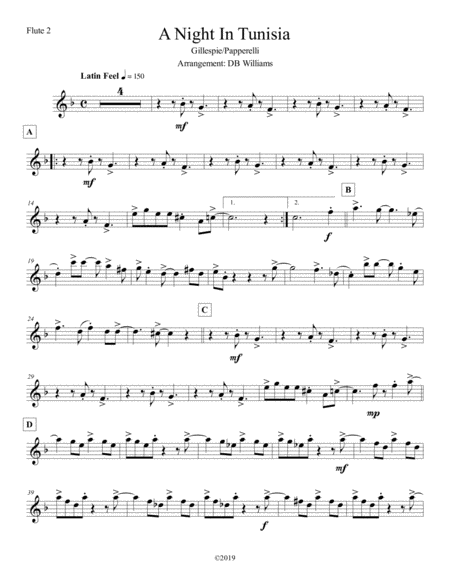 Free Sheet Music A Night In Tunisia Flute 2