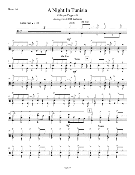 A Night In Tunisia Strings Drum Set Sheet Music