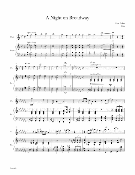 A Night On Broadway Sheet Music