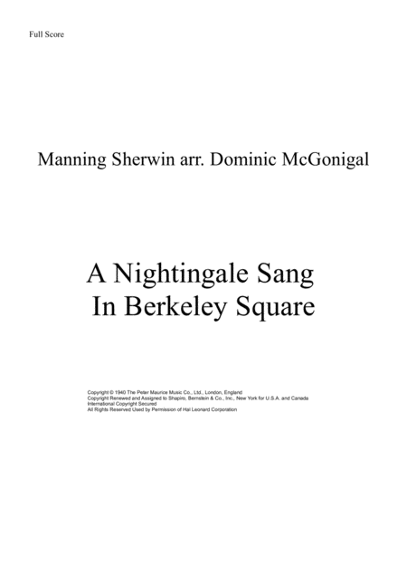 Free Sheet Music A Nightingale Sang In Berkeley Square Voices And Instruments