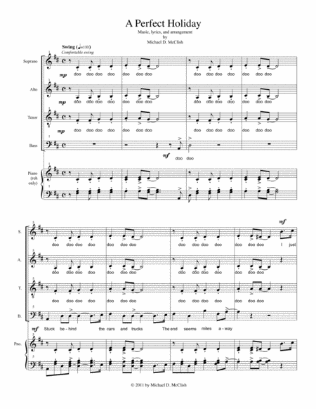 Free Sheet Music A Perfect Holiday Satb Quartet