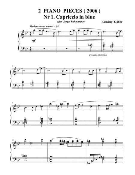 A Piano Piece Written After Sergei Rachmaninov Sheet Music